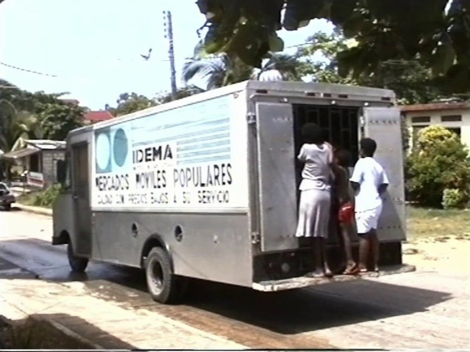 IDEMA van distributing subsidised food
